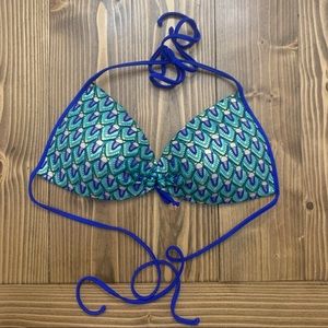 Luli Fama Gold/Blue/Green bikini top